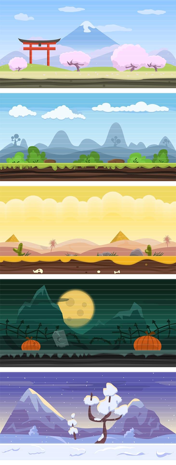 10 Flat Game Backgrounds