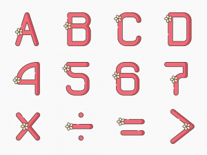 50 Alphabet and Numbers Icon Set - Flat Icons