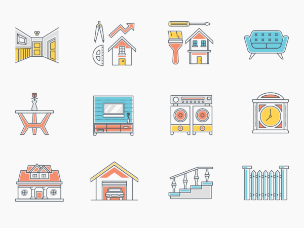 118 Interior Icon Set - Flat Icons