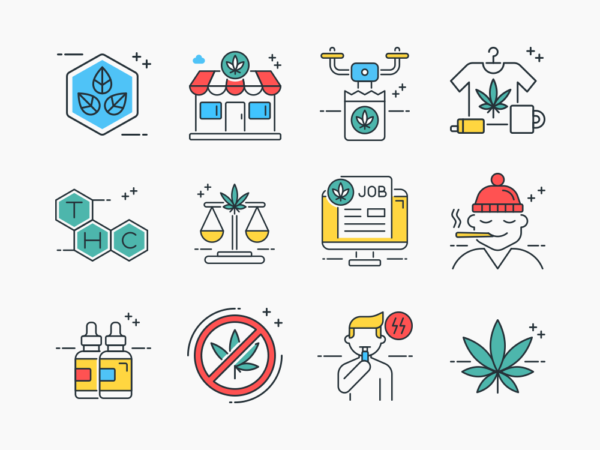 84 Marijuana Icon Set - Flat Icons