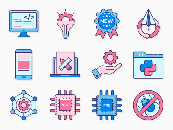 85 Computer Programming Icon Set - Flat Icons