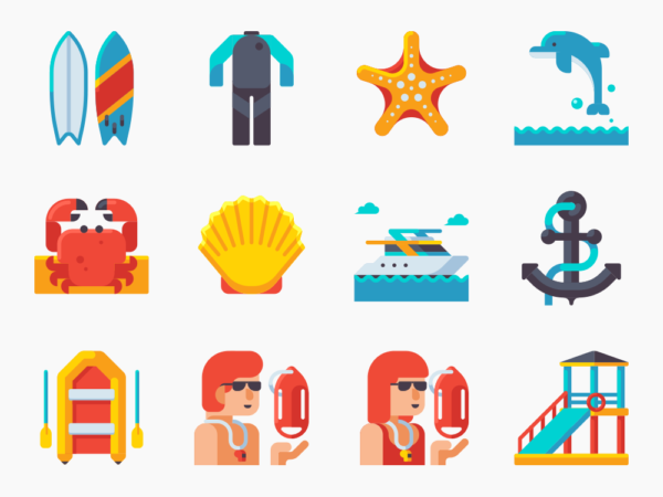 90 Summertime Icon Set - Flat Icons