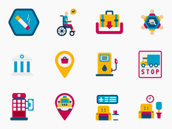 80 Wayfinding Icon Set - Flat Icons