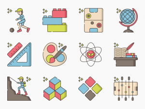 65 Edutainment Icon Set - Flat Icons