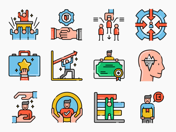 100 Human Resources Icon Set - Flat Icons