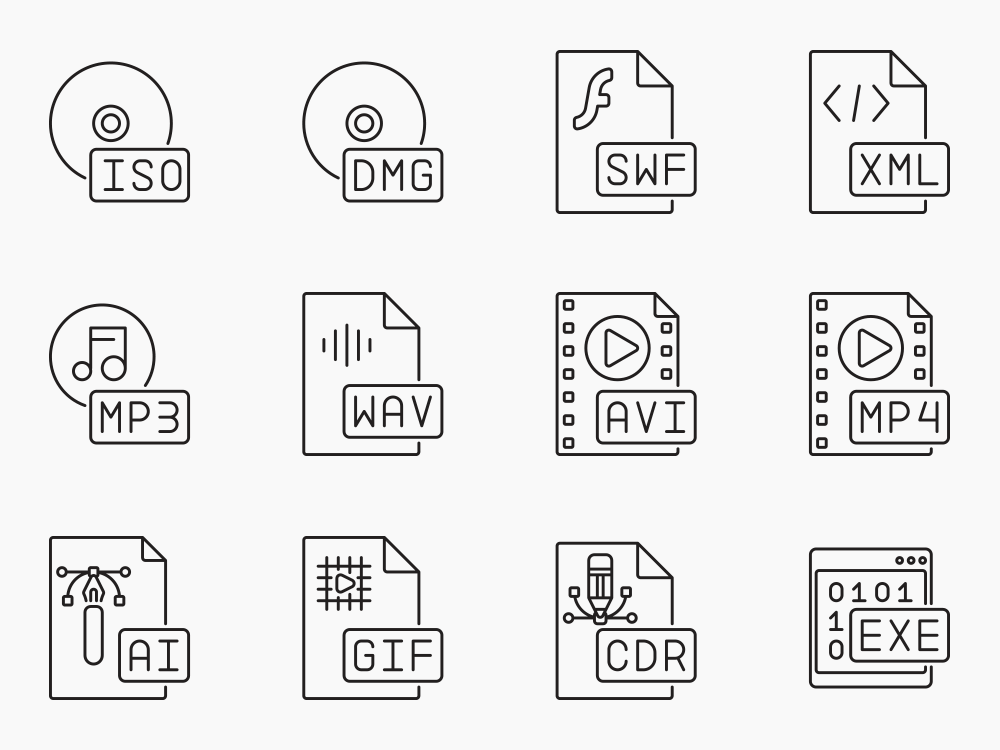 70 File Types Icon Set Flat Icons
