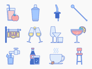 90 Bar and Cocktails Icon Set - Flat Icons
