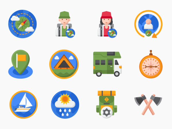 50 Vacation Planning - Adventure Icon Set - Flat Icons
