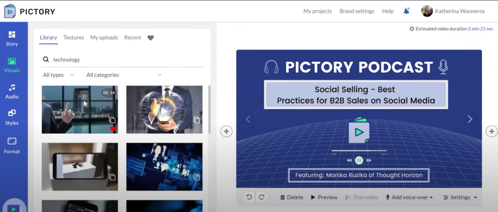 Pictory video editor preview image