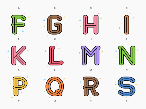 50 Letters and Symbols Icon Set - Flat Icons
