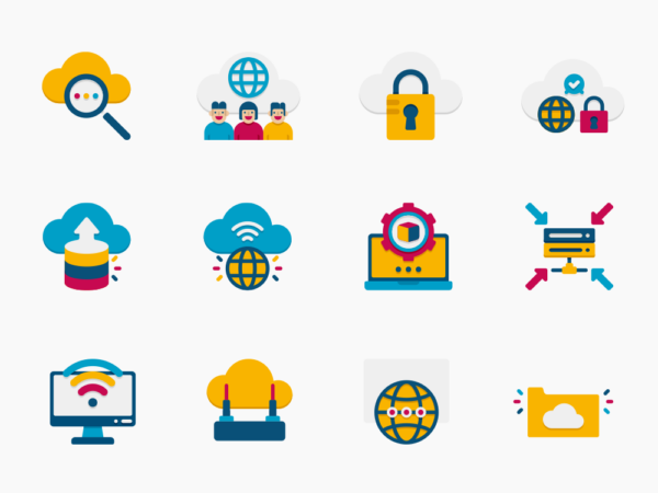 60 Cloud Services Icon Set - Flat Icons