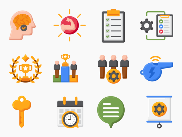 70 Coaching Icon Set - Flat Icons