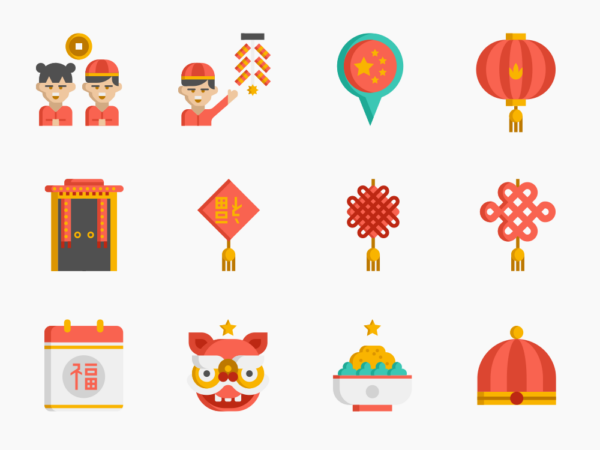 70 Chinese New Year Icon Set - Flat Icons
