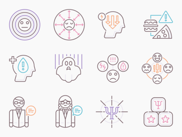 70 Psychoanalysis Icon Set - Flat Icons