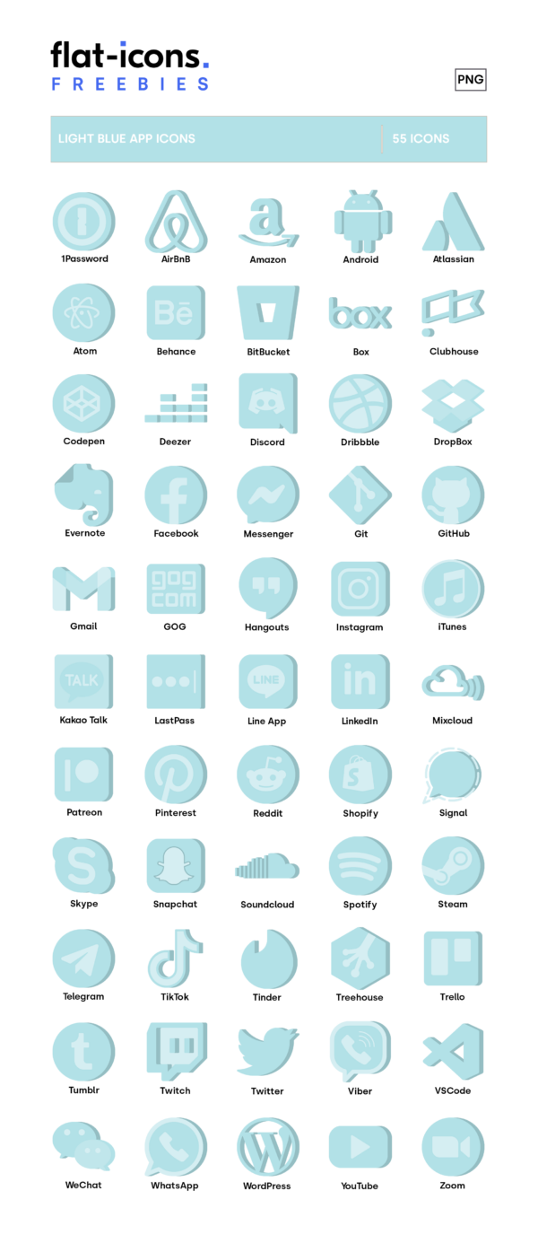 Light Blue App Icon Set Free Flat Icons