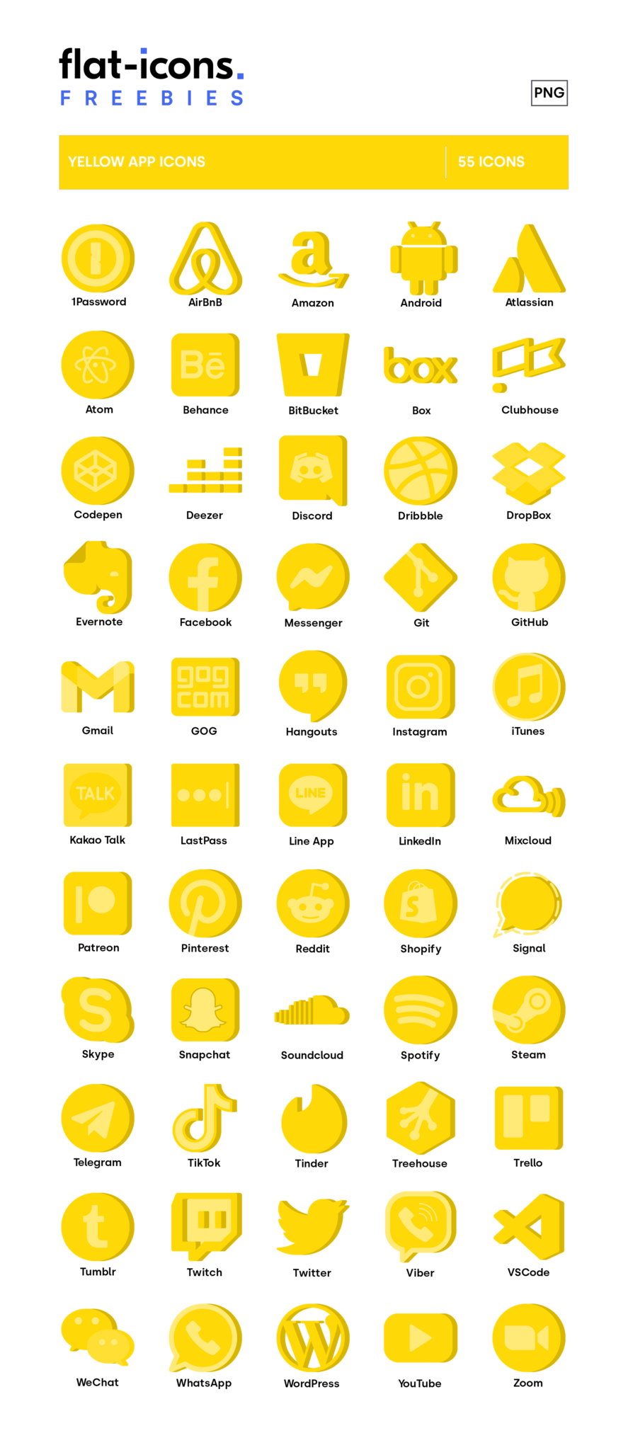Yellow App Icon Set Free Flat Icons