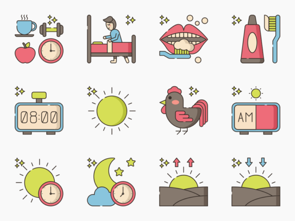 75 Morning Icon Set - Flat Icons