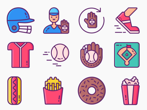 95 Baseball Icon Set - Flat Icons