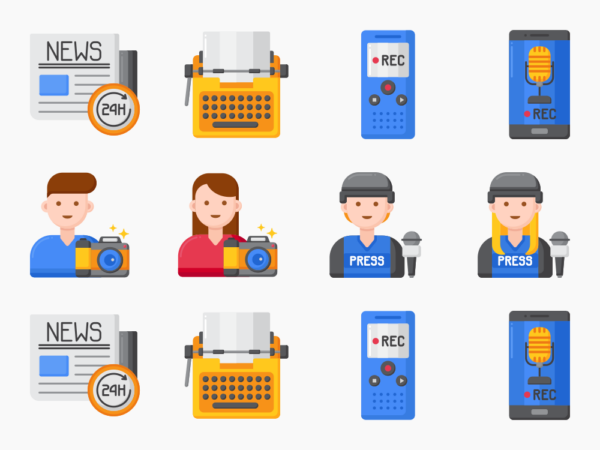 85 Press and Media Icon Set - Flat Icons