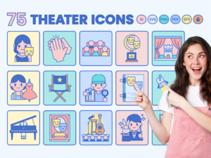 75 Stage Icon Set - Flat Icons