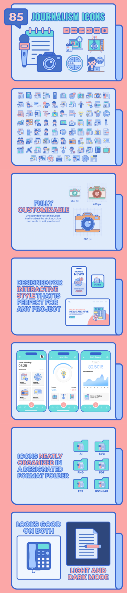 85 Broadcasting Icon Set - Flat Icons