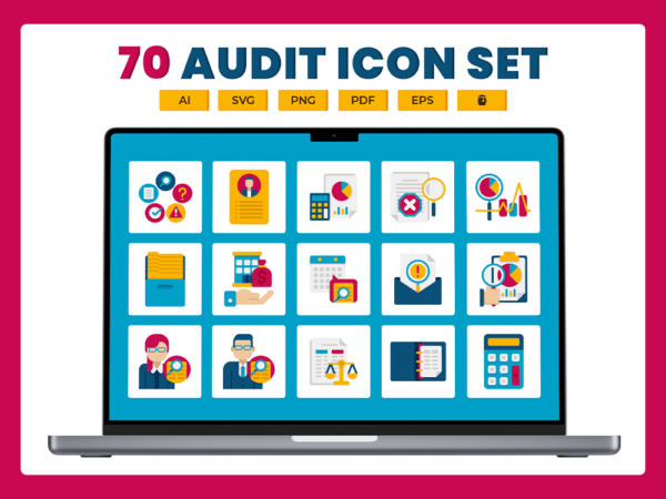 70 Account Review Icon Set - Flat Icons