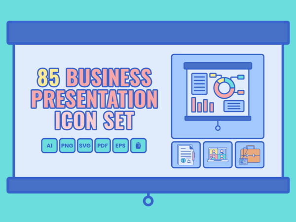 85 Business Proposal Icon Set - Flat Icons