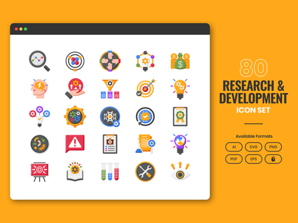 80 Innovation Icon Set - Flat Icons