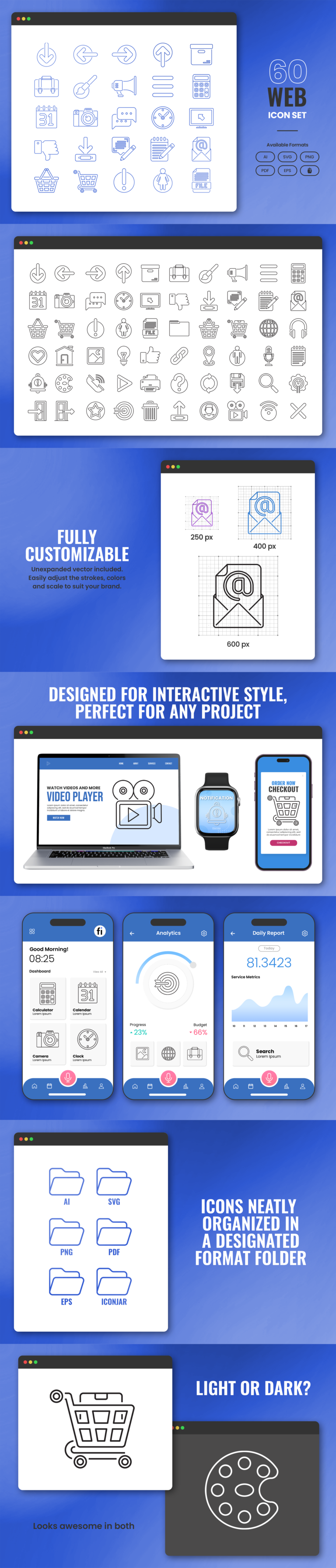 60 Web Elements Icon Set - Flat Icons