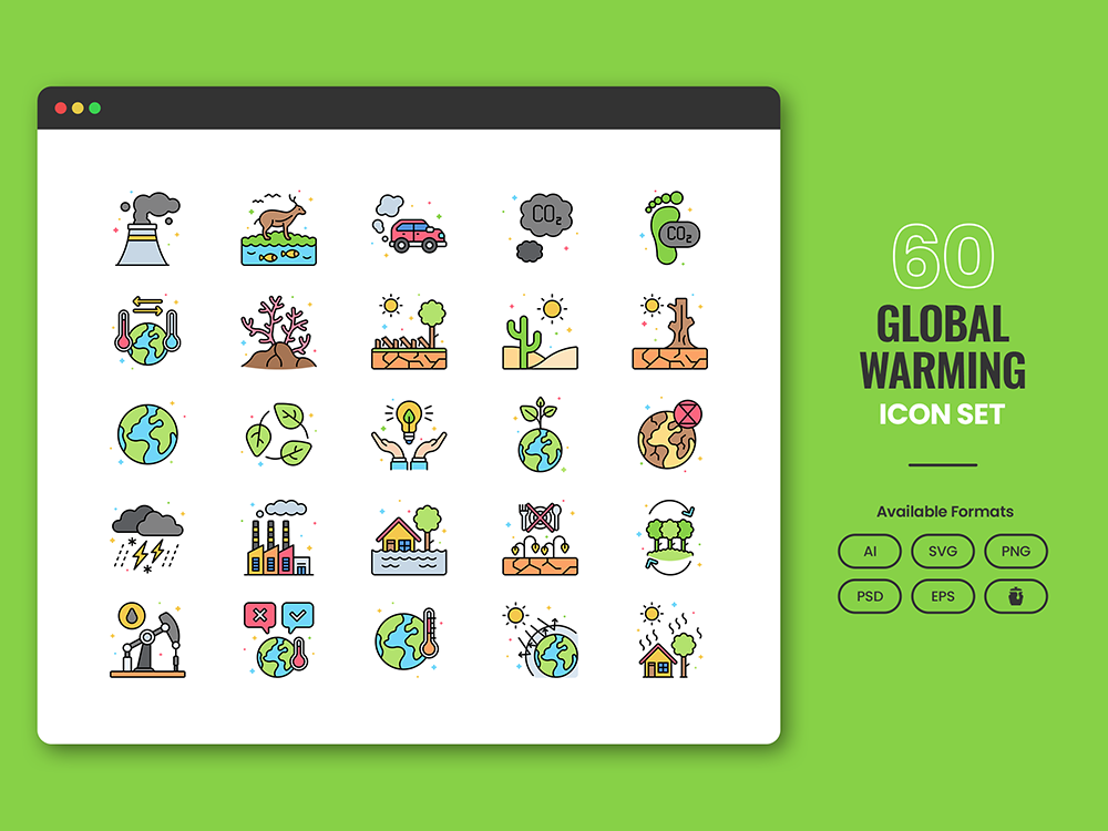 60 Greenhouse Effect Icon Set Featured Image