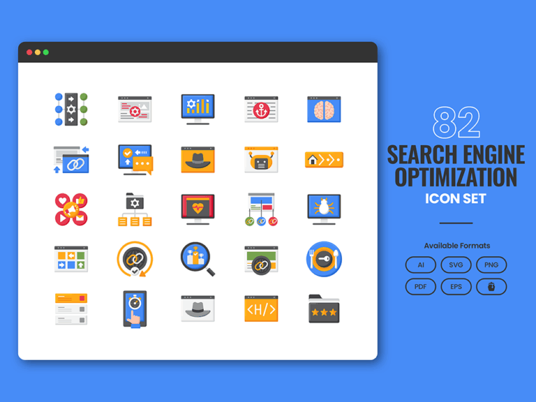82 Search Engine Optimization Icon Set Featured Image