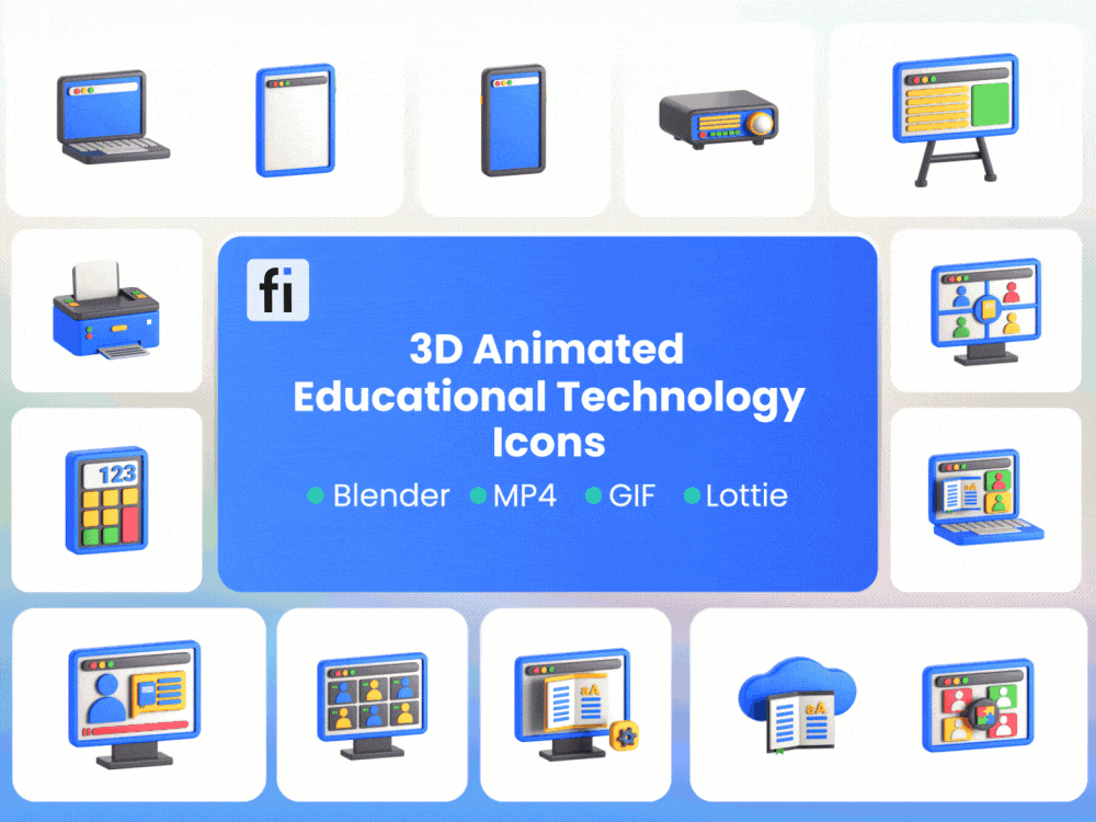 3D Animated Educational Technology Icon Set Featured Image
