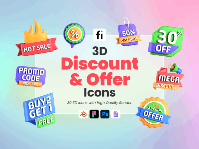 3D Discount & Offer Icon Set Featured Image