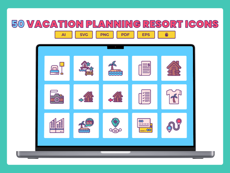 50 Resort Vacation Icon Set Featured Image