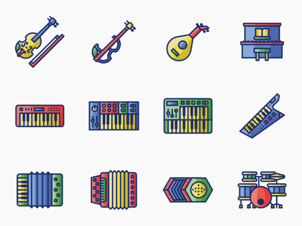 60 Instrumentals Icon Set - Flat Icons