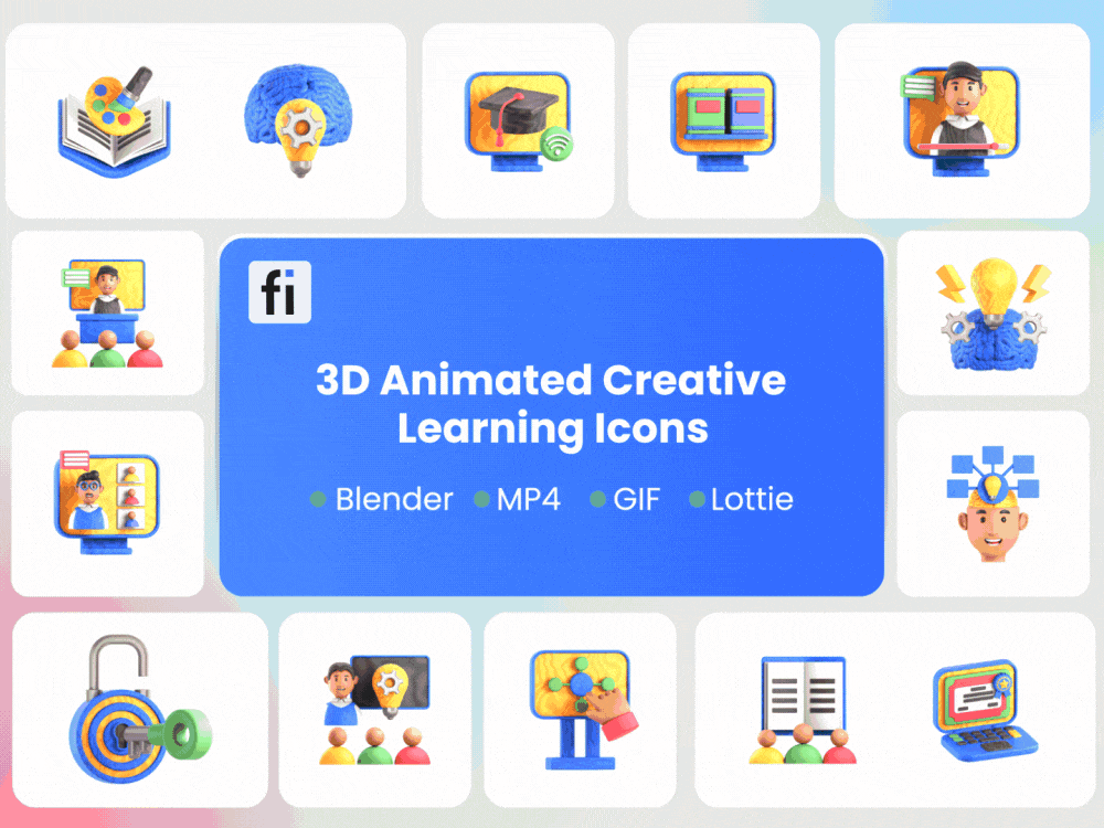 3D Animated Creative Learning Icon Set Featured Image