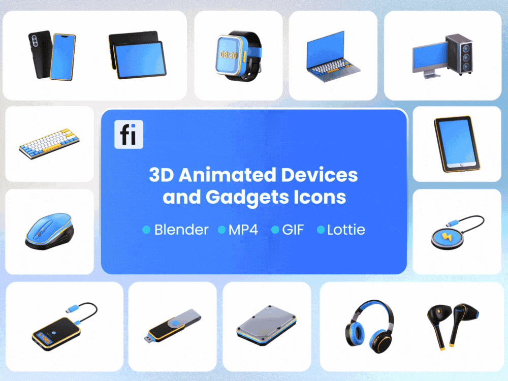 3D Animated Devices and Gadgets Icon Set Featured Image