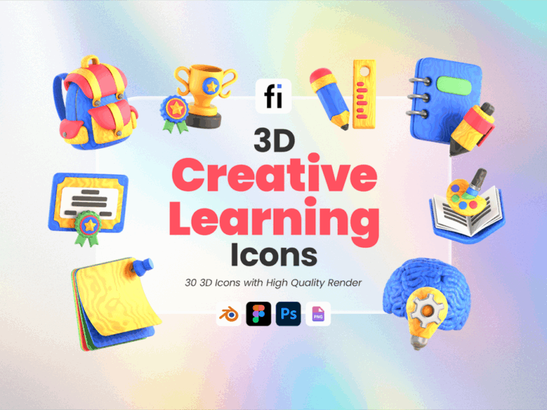 3D Creative Learning Icon Set Featured Image