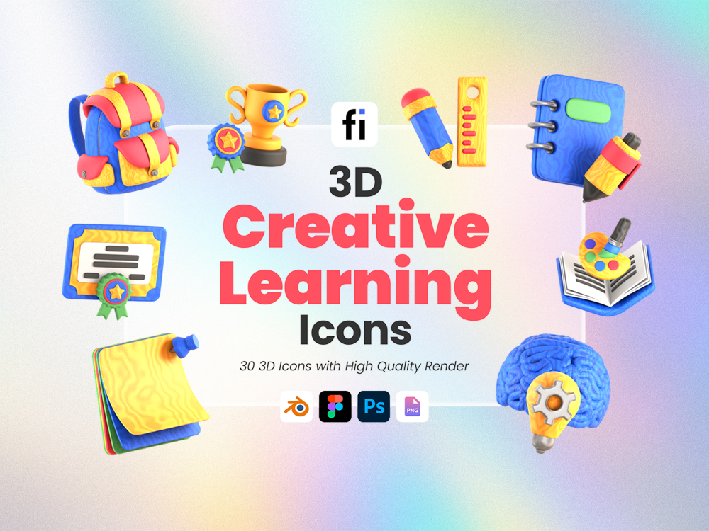 3D Creative Learning Icon Set Featured Image