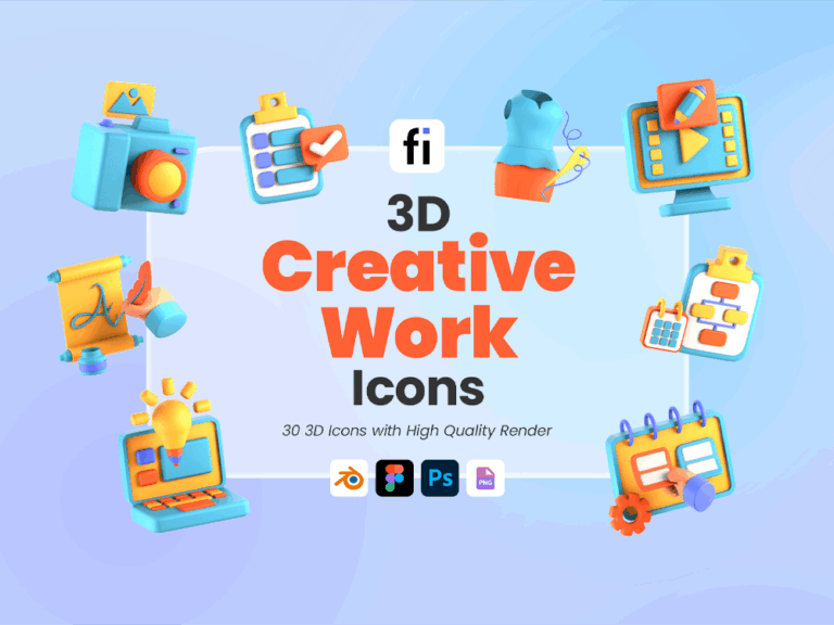 3D Creative Work Icons Featured Image