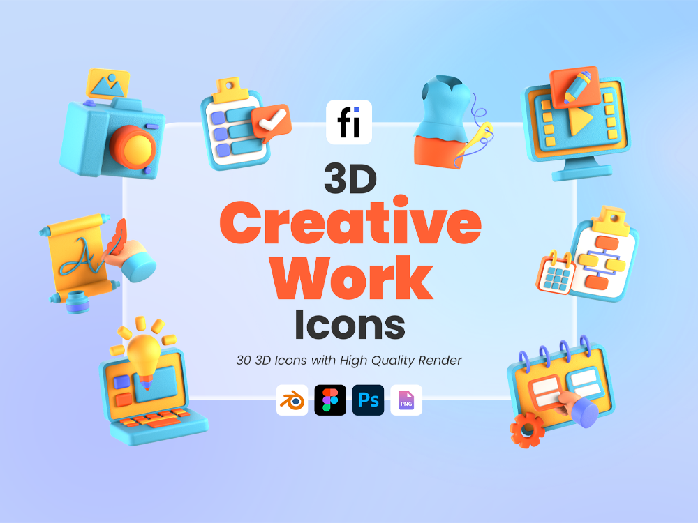 3D Creative Work Icons Featured Image