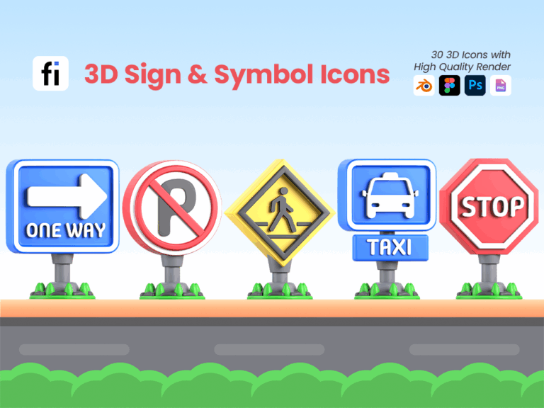 3D signs and symbols icon set featured image