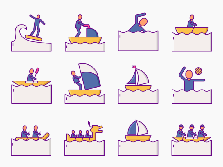 70 Aqua Sports Icon Set Featured Image