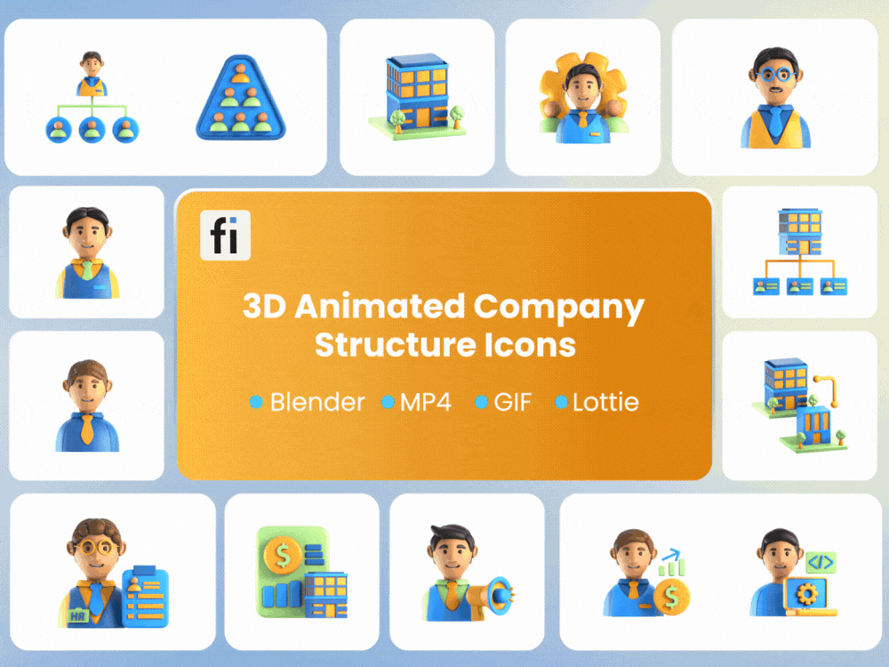 3D Animated Company Structure Icon Set Featured Image