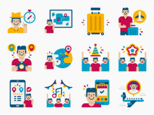 50 Guys Travel Icon Set - Flat Icons