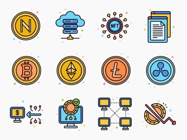 60 Cryptocurrency Icon Set - Flat Icons
