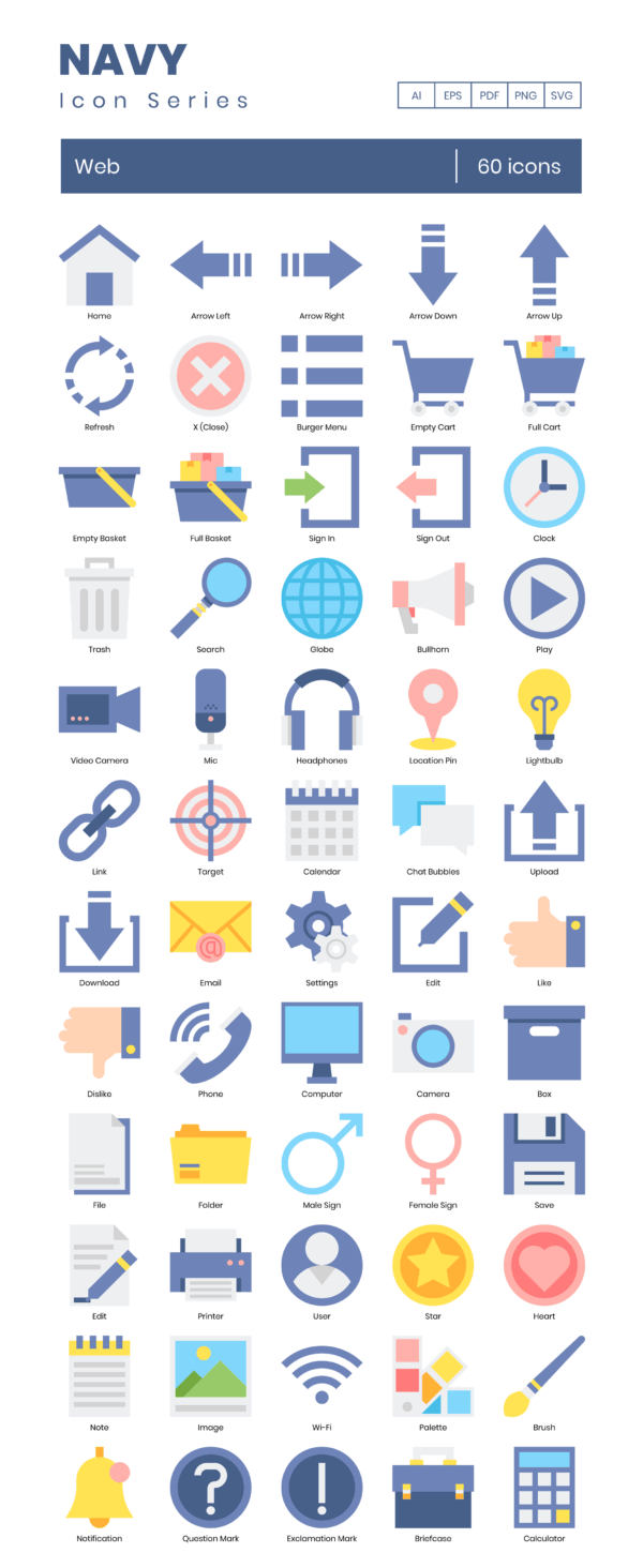 60 Web Environment Icon Set - Flat Icons