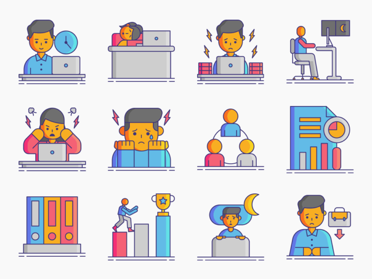 80 Job Strain Icon Set Featured Image