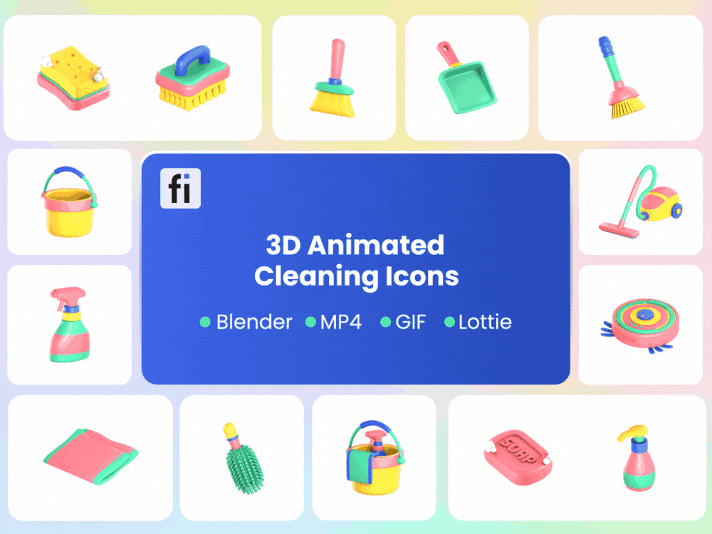 3D Animated Cleaning Icon Set Featured Image
