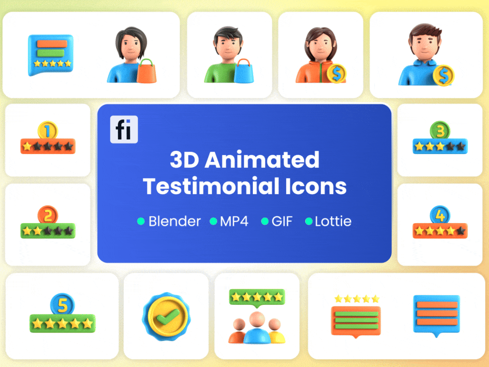 3D Animated Testimonial Icon Set Featured Image